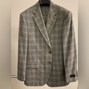 NWT Max Davoli Grey Plaid Men’s Suit Size 42/36s